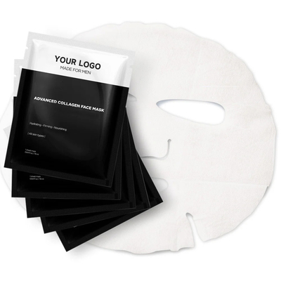 Custom Logo Sheet Face Mask untuk Pria Nutrisi Oryza Sativa Rice Lees Ekstrak 5 Piece Set