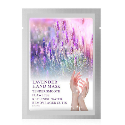 Ukuran biasa Topeng tangan Lavender Pengelupasan dan pelembab Bentuk lembaran yang dapat disesuaikan