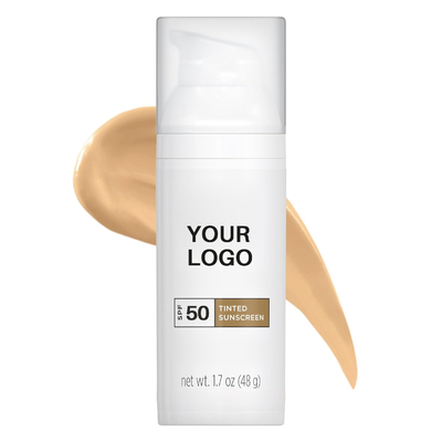 Dukungan Label Pribadi Tinted Face Sunscreen SPF 50 dengan Zinc Oxide Titanium Dioxide