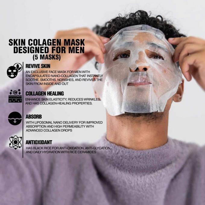 Custom Logo Sheet Face Mask untuk Pria Nutrisi Oryza Sativa Rice Lees Ekstrak 5 Piece Set 2