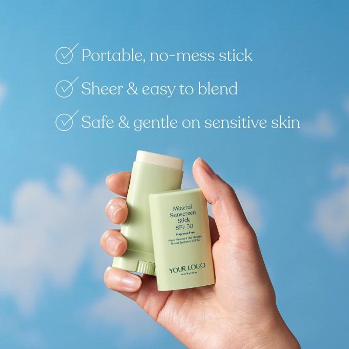 Label Pribadi Mineral Sunscreen Stick SPF 50 Water-Resistant Broad Spectrum UVA/UVB Perlindungan 1