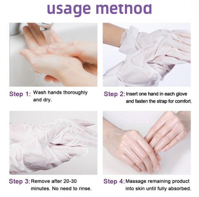 Ukuran biasa Topeng tangan Lavender Pengelupasan dan pelembab Bentuk lembaran yang dapat disesuaikan 11