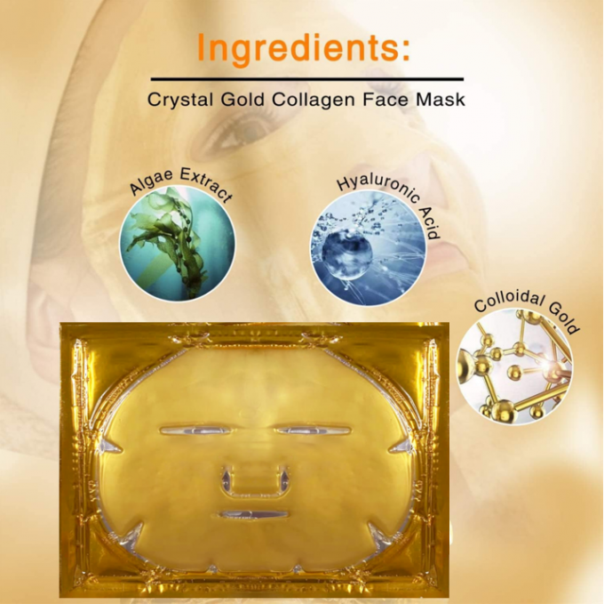 Topeng Wajah Emas Organik 24K Untuk Rumah Penenang Gel Kolagen Disesuaikan Crystal Beauty 5