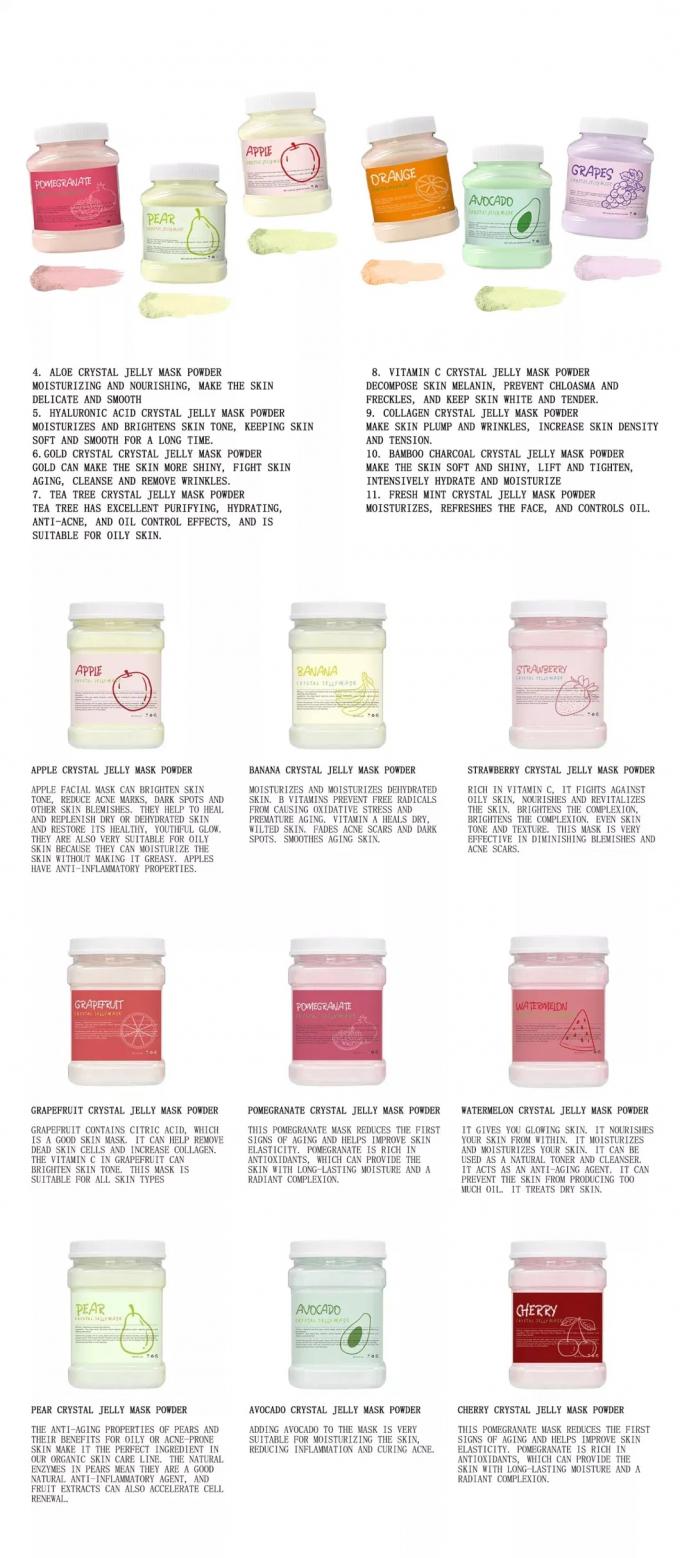 650g Volume Organic Fruit Mask Powder untuk Perawatan Wajah DIY Crystal Jelly Mask Product 7
