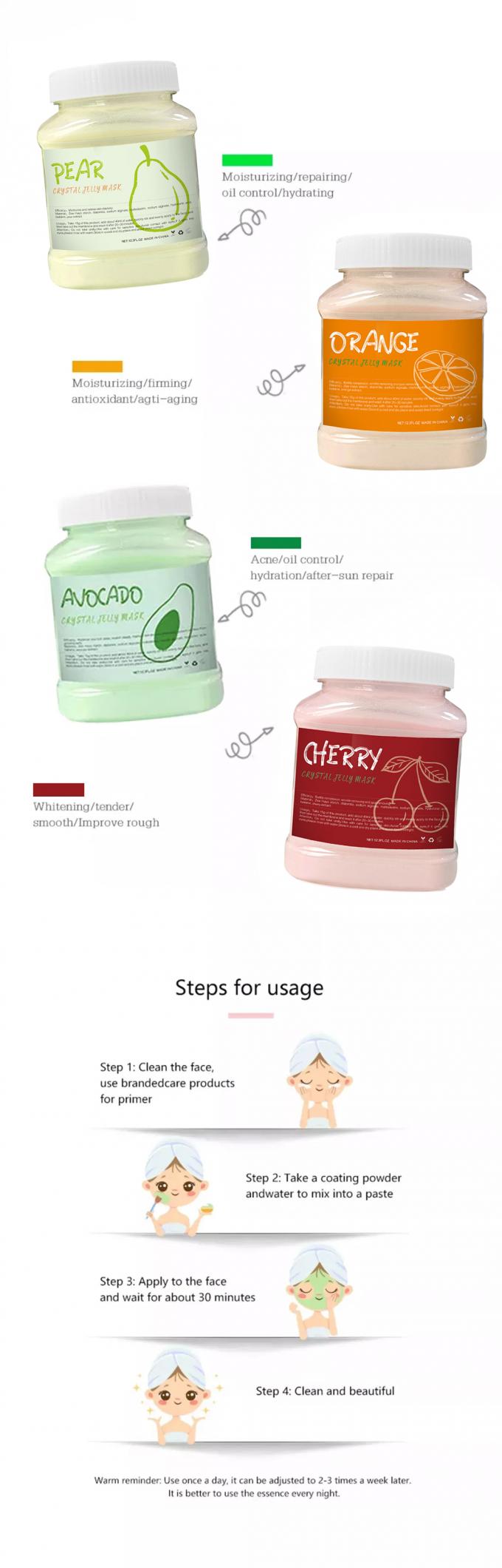 650g Volume Organic Fruit Mask Powder untuk Perawatan Wajah DIY Crystal Jelly Mask Product 9